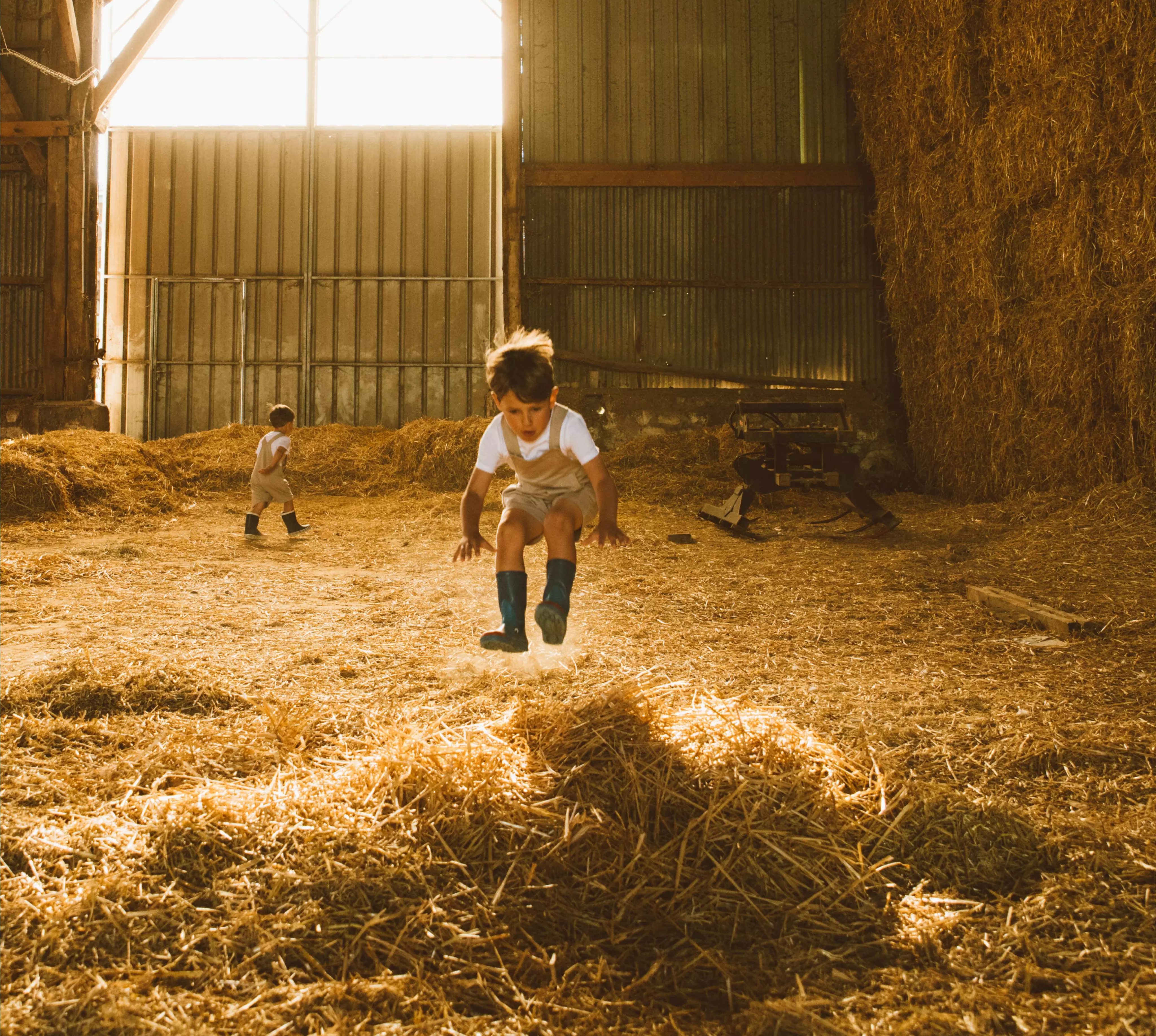 Enfants qui s'amusent à la ferme lors de leur séjour